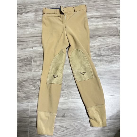 TuffRider Breeches Women’s Cotton Full Seat Stretch Zip Pockets Brown Size 26 - Picture 1 of 5